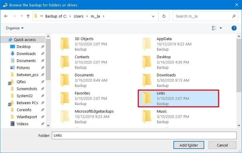 how to restore user default folder