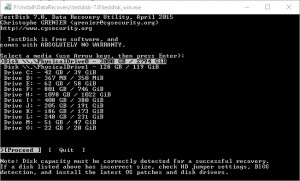 screenshot of testdisk