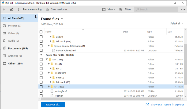 Recover files in Disk Drill