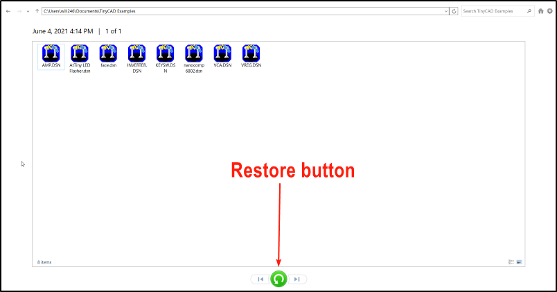 choose files to restore