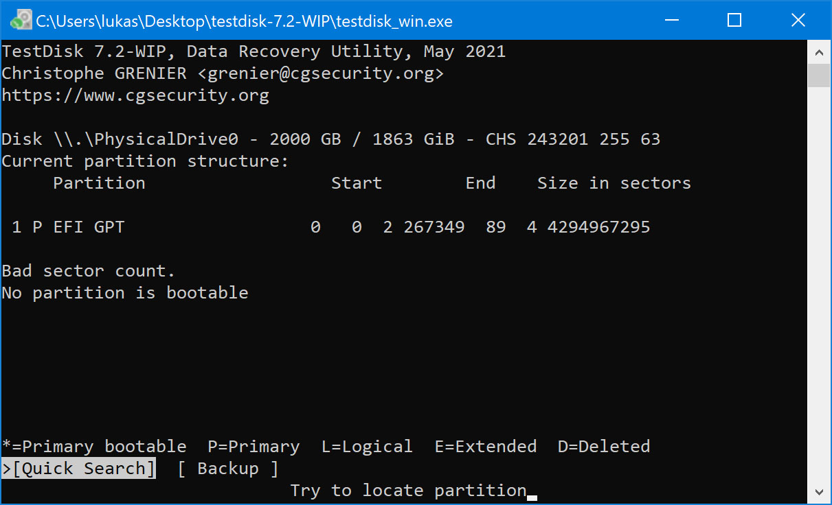 Quick search for partitions