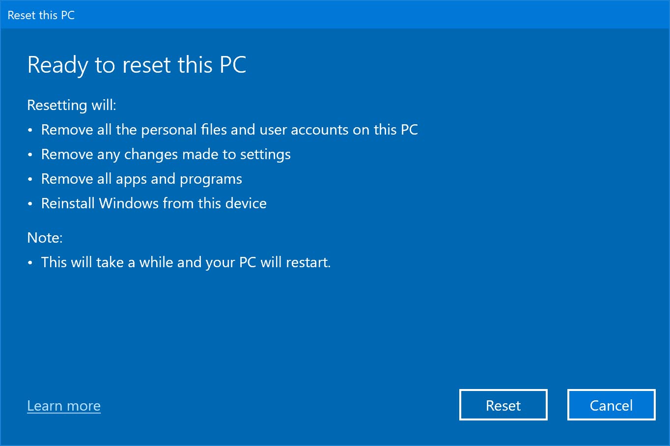 reset your PC