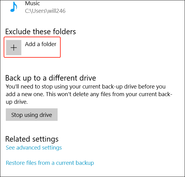 Add folder to backup