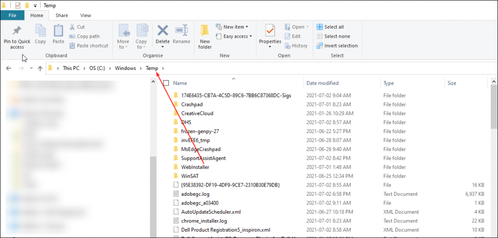 windows 10 temp files location