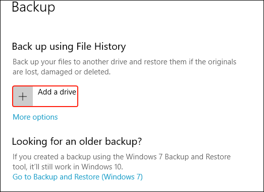 Backup add drive