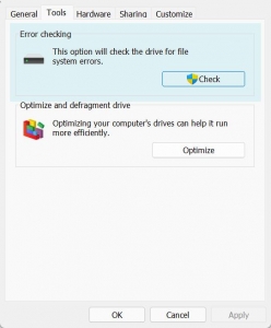 Check disk tool