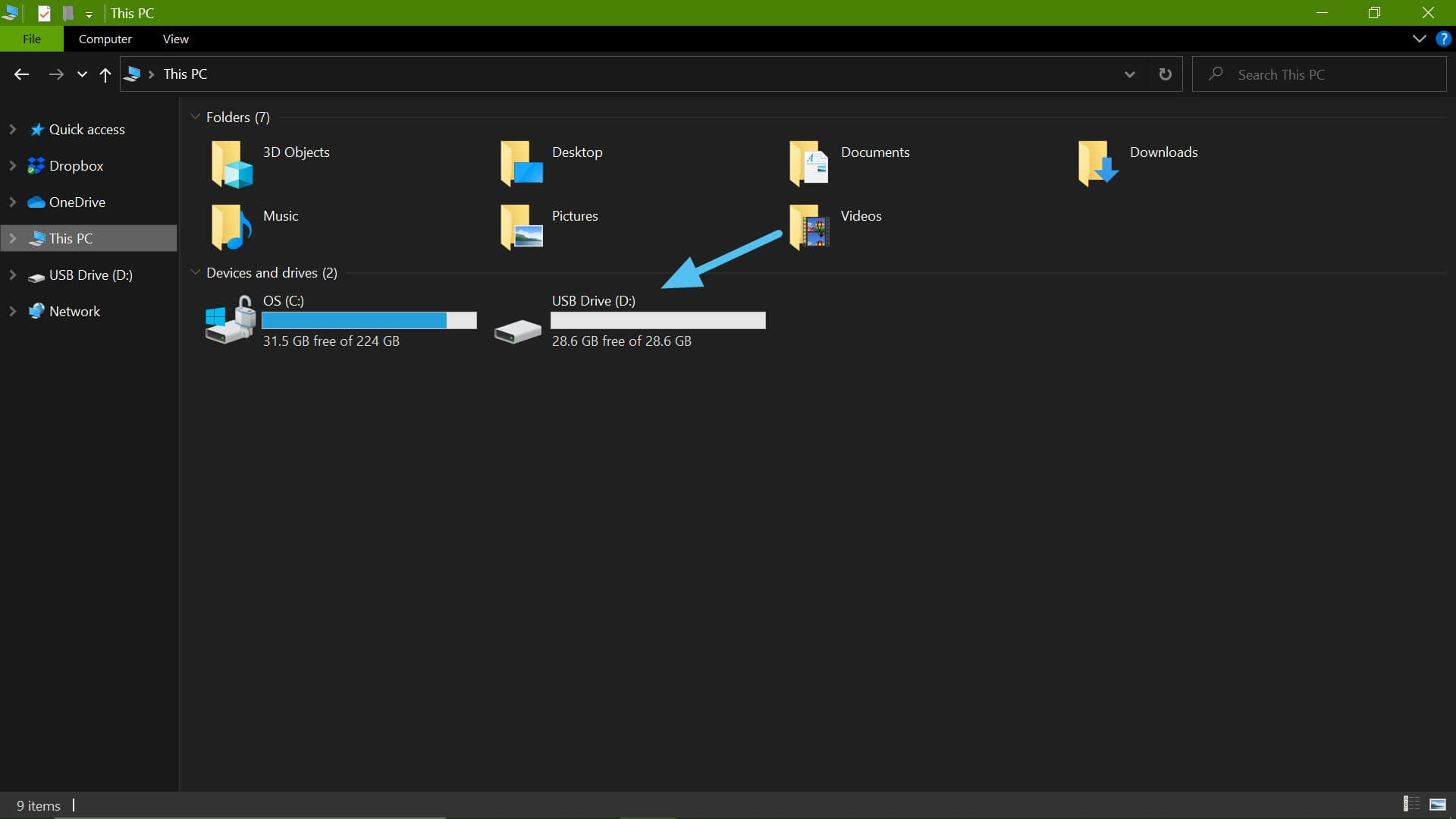 file explorer view in windows 10