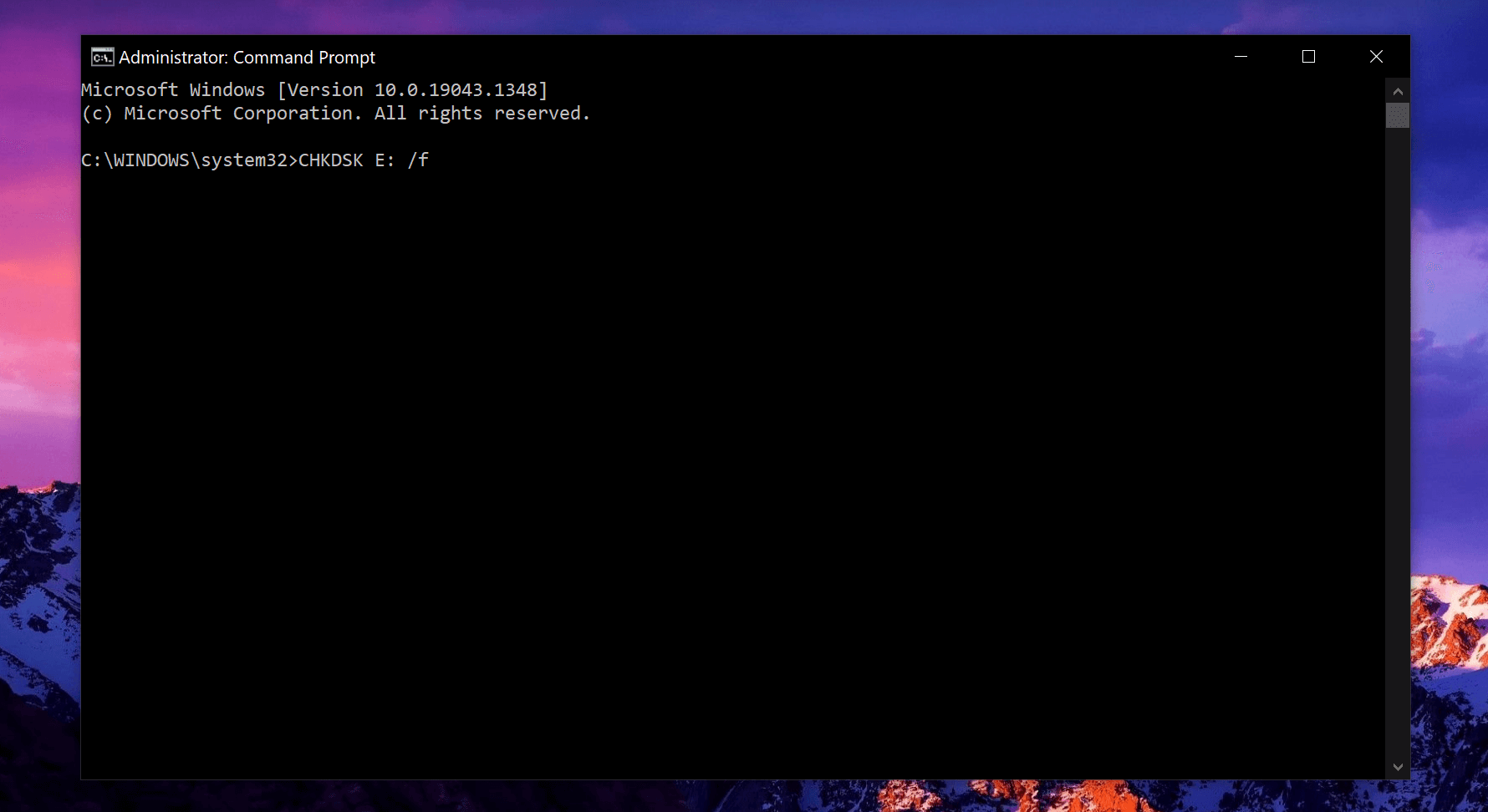 command prompt chkdsk utility