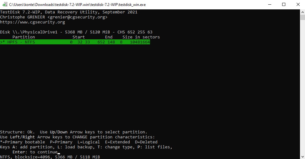 Discovered lost partitions TestDisk