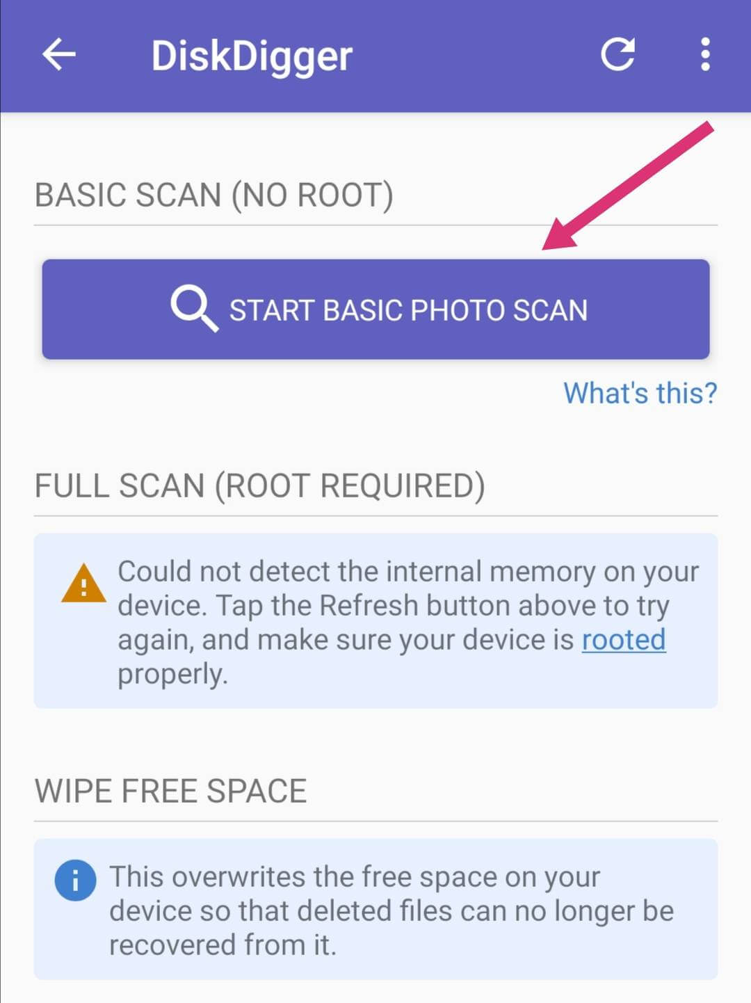 disk digger basic scan