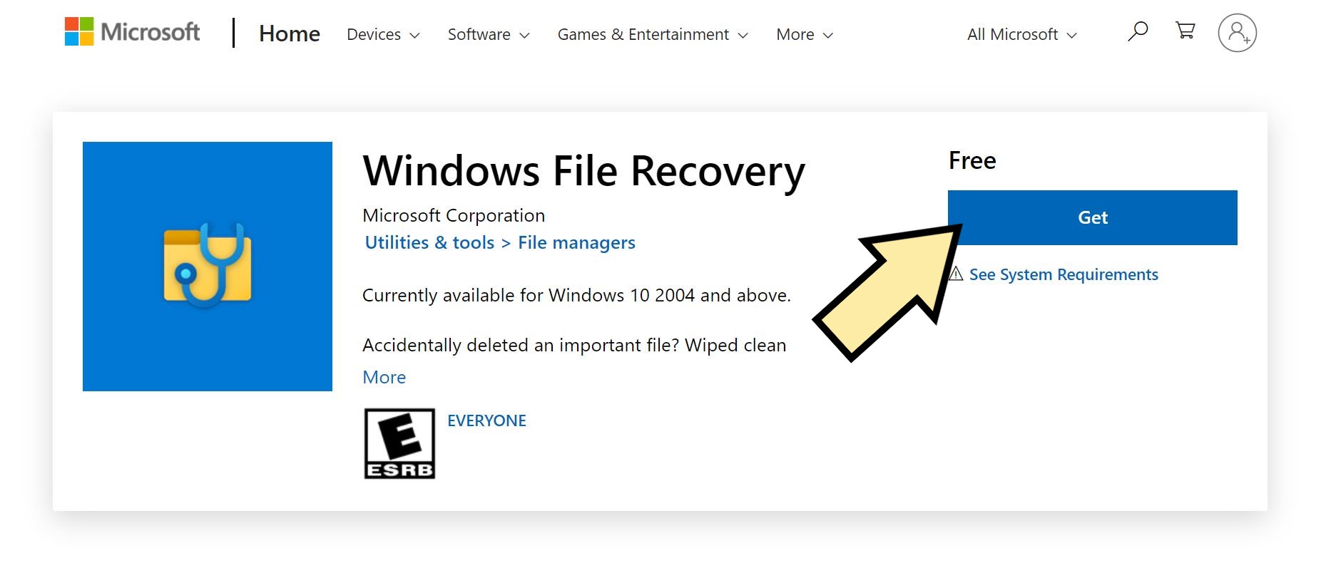 windows file recovery download page