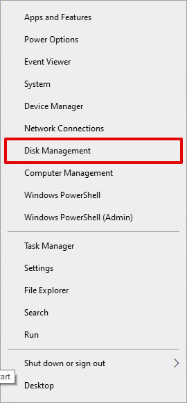 select 'Disk Management'
