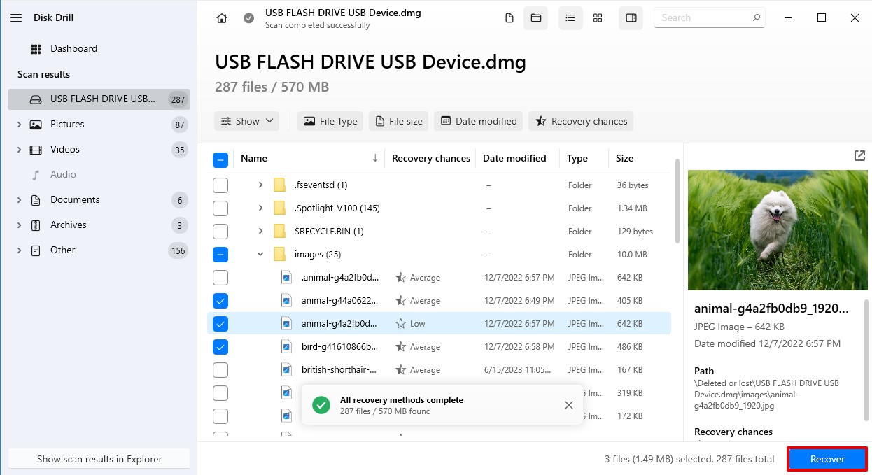 usb recovery disk drill recovery results