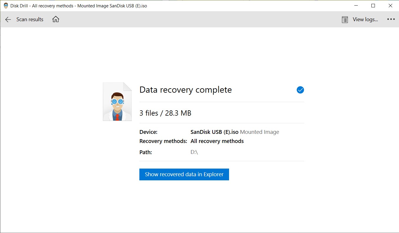 usb recovery disk drill recovery completed