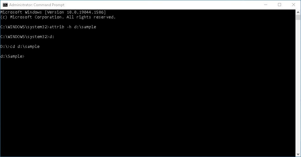 show specific command prompt folder