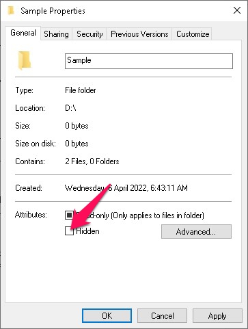 show specific file explorer hidden