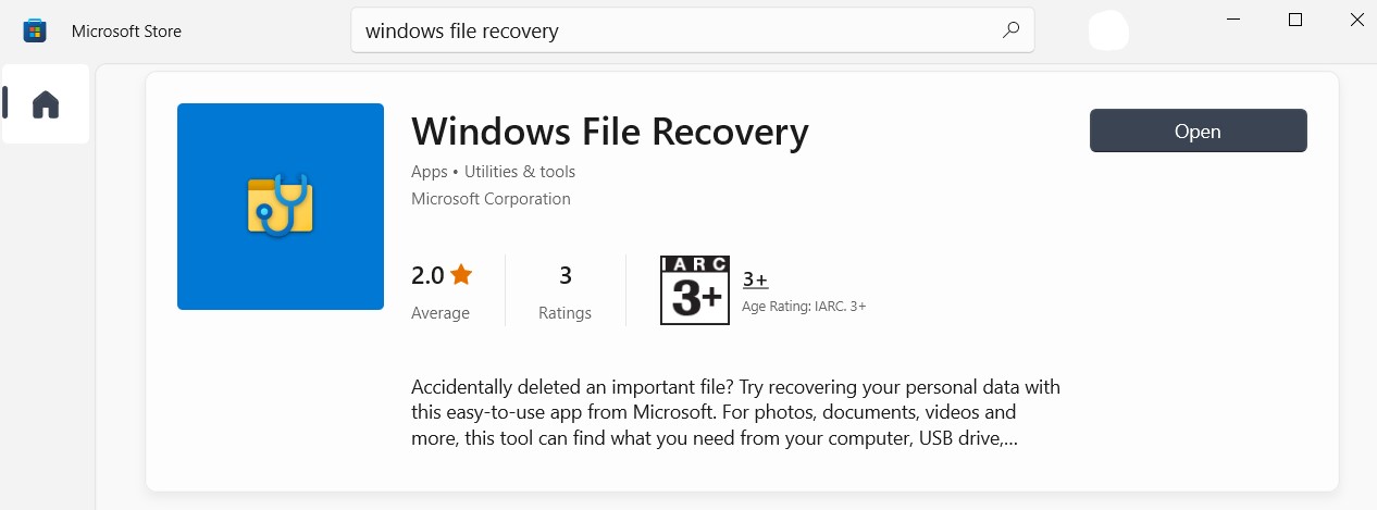 windows file recovery download