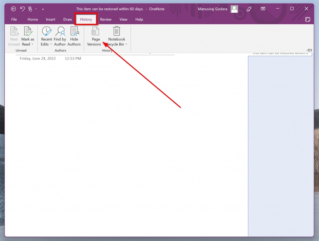 restore deleted onenote page