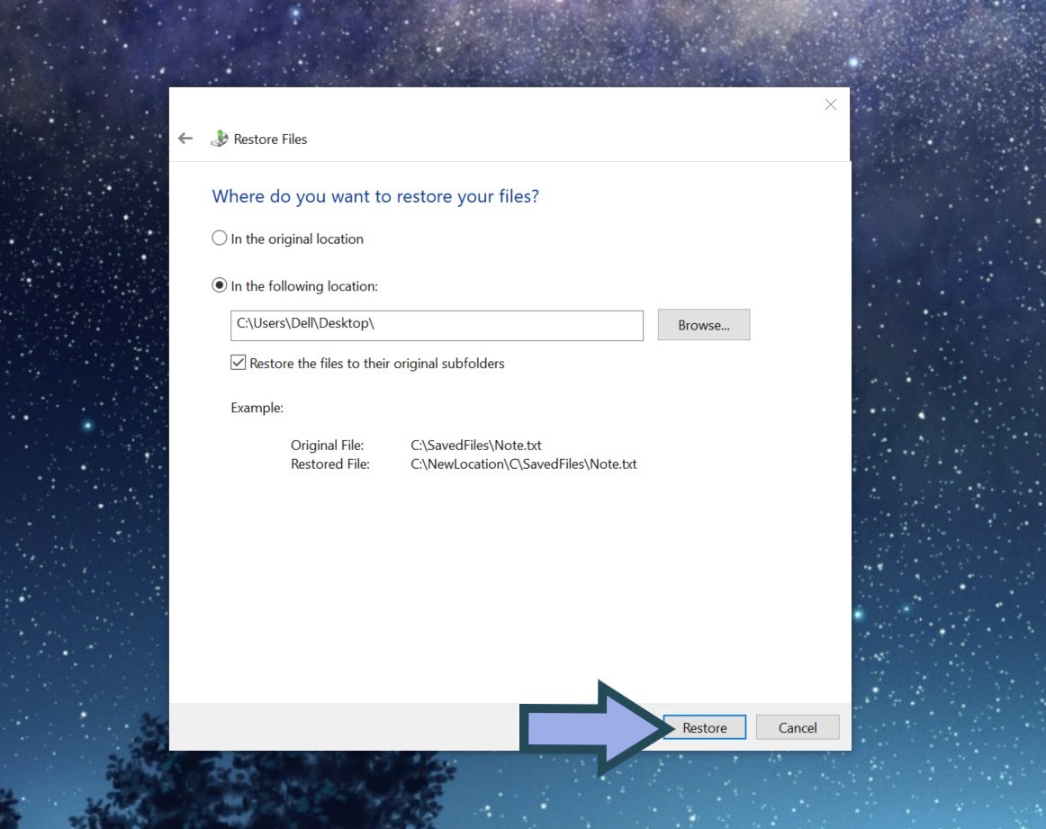 Choose where to save recovered data on Windows