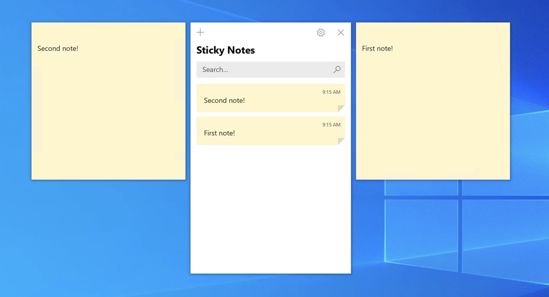 sticky notes in windows 10