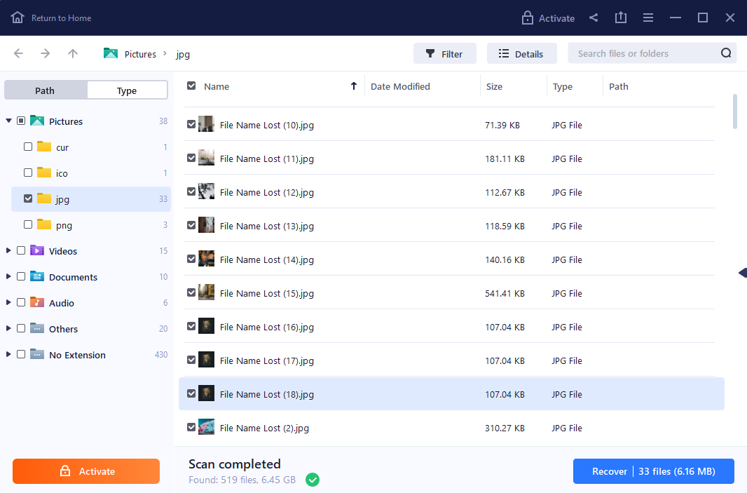 Cisdem Data Recovery interface for recovering photos