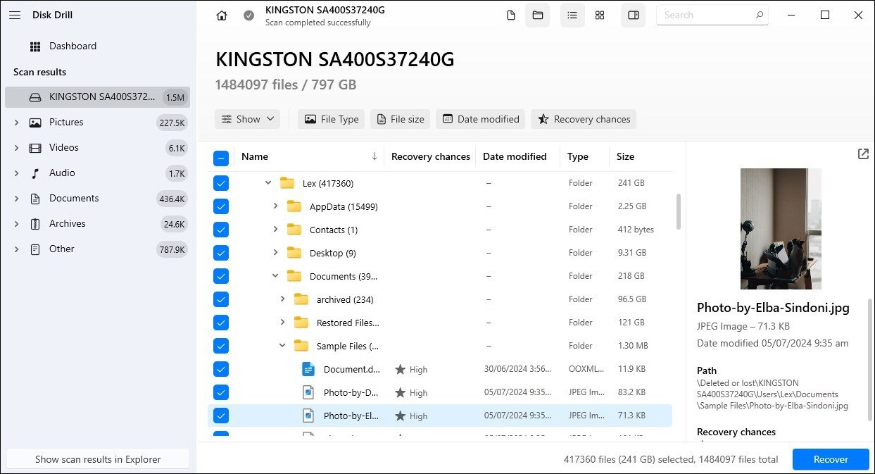 Disk Drill interface in Windows