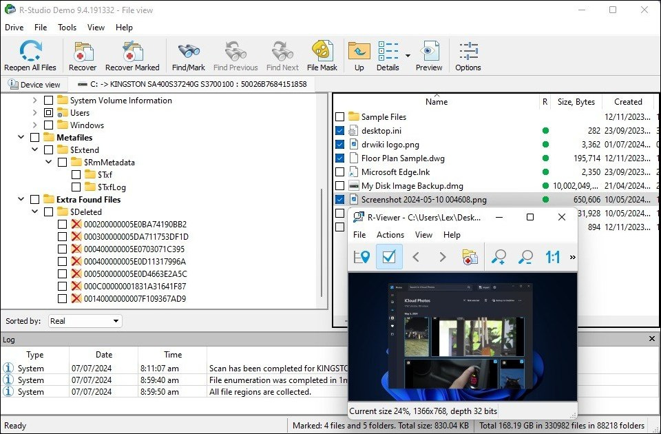 R-Studio interface in Windows