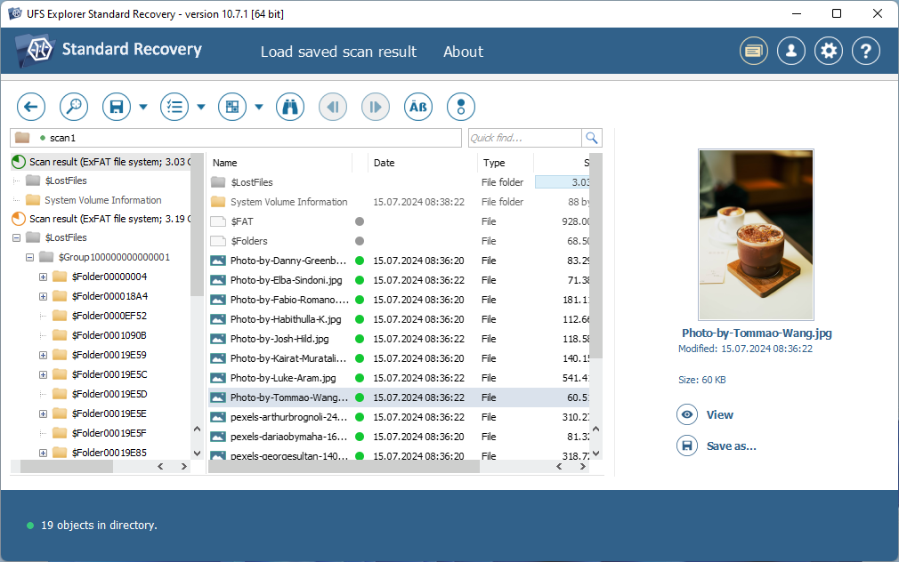 UFS Explorer photo recovery interface