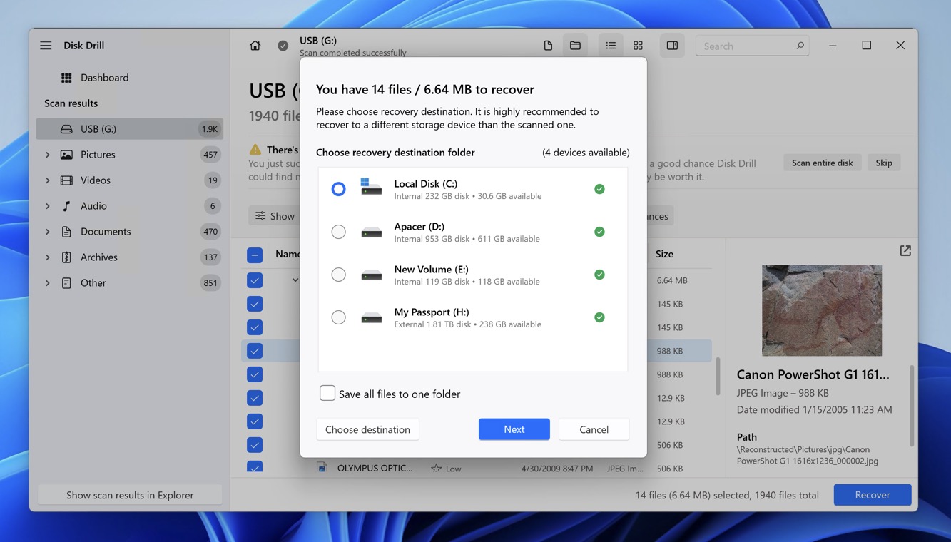 disk drill invalid file name destination selection