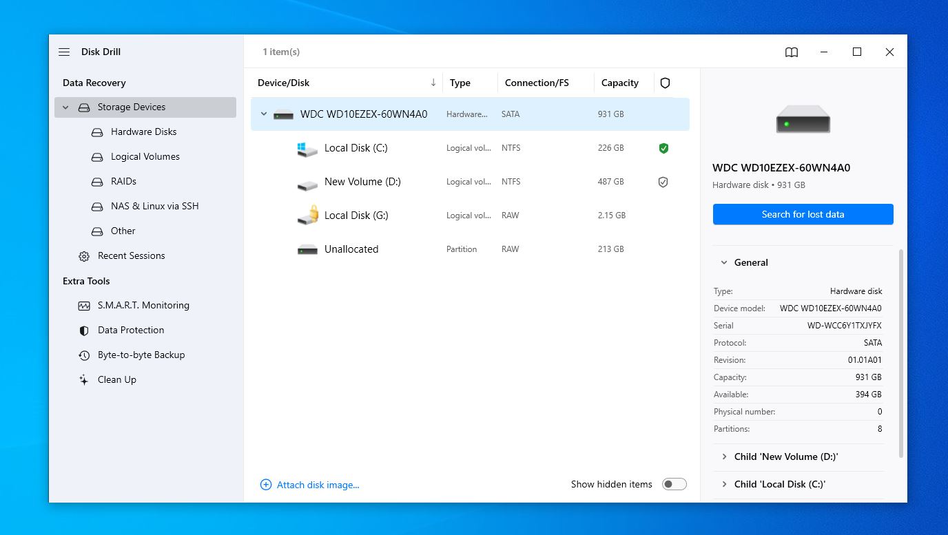 Disk Drill UI.