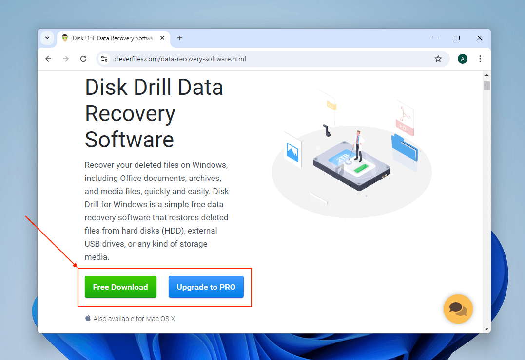 disk drill download page in cleverfiles website