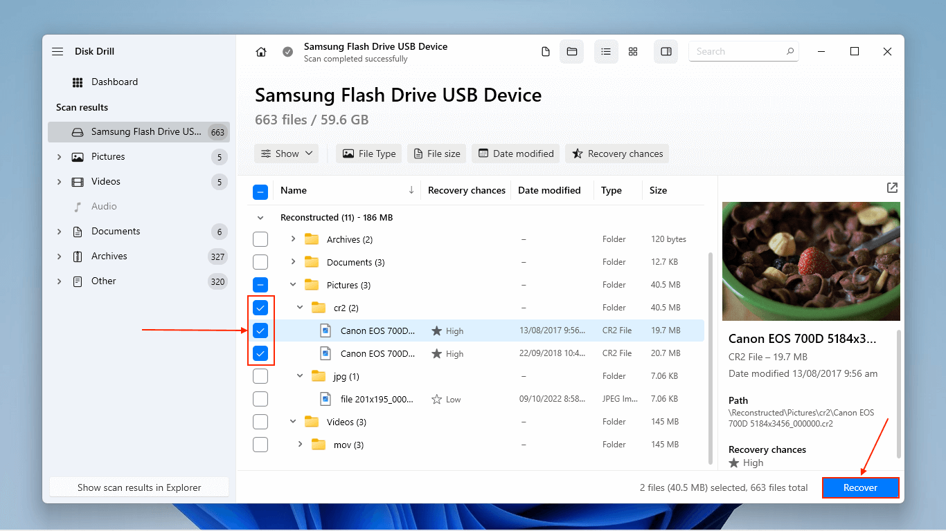 recovering files in disk drill