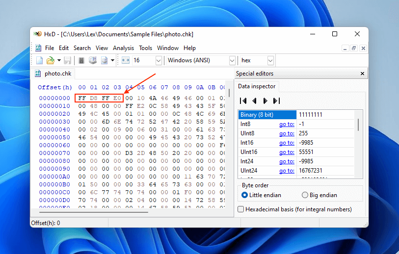 selecting chk file