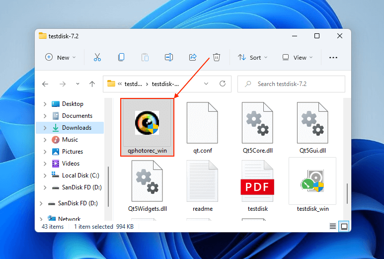 QPhotoRec executable file