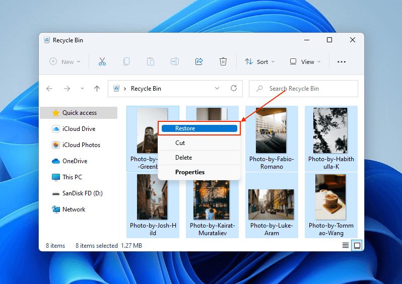 Recycle Bin Restore feature