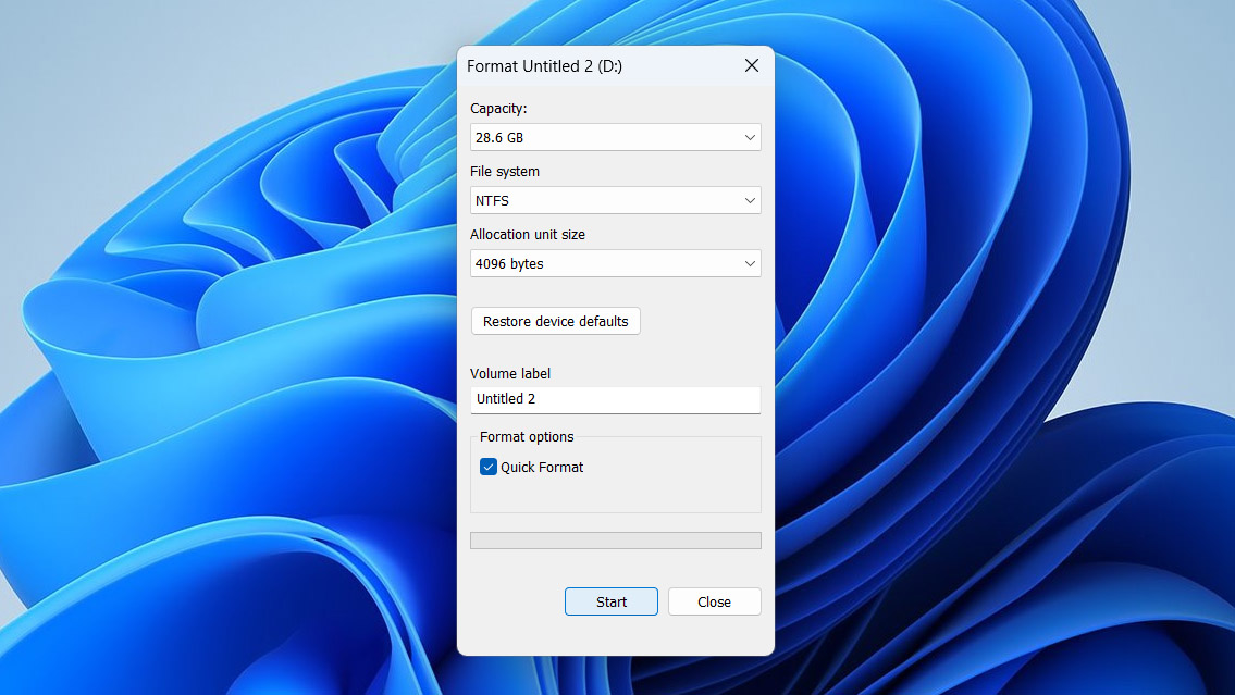 configure drive format options