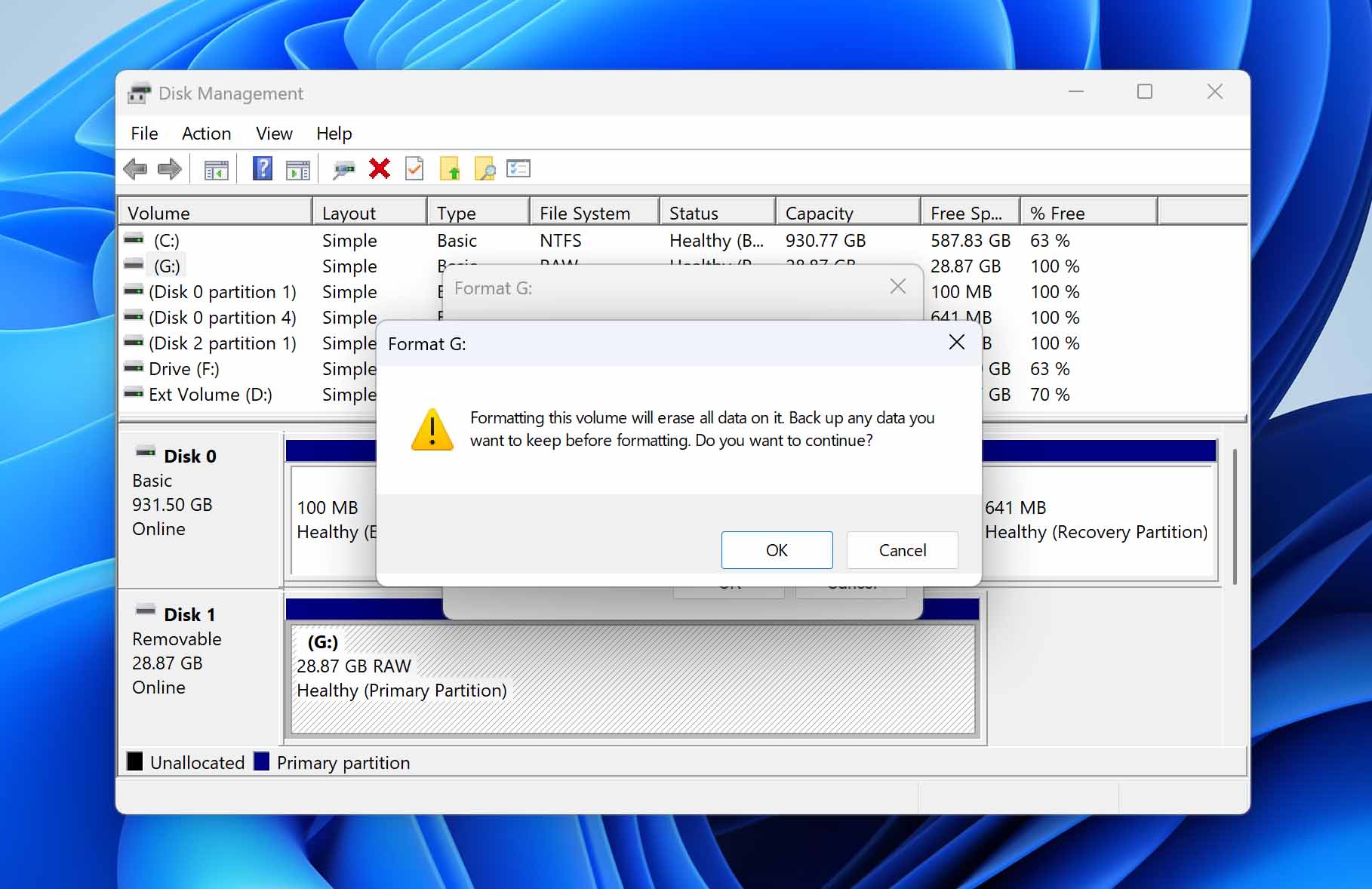 confirm drive format
