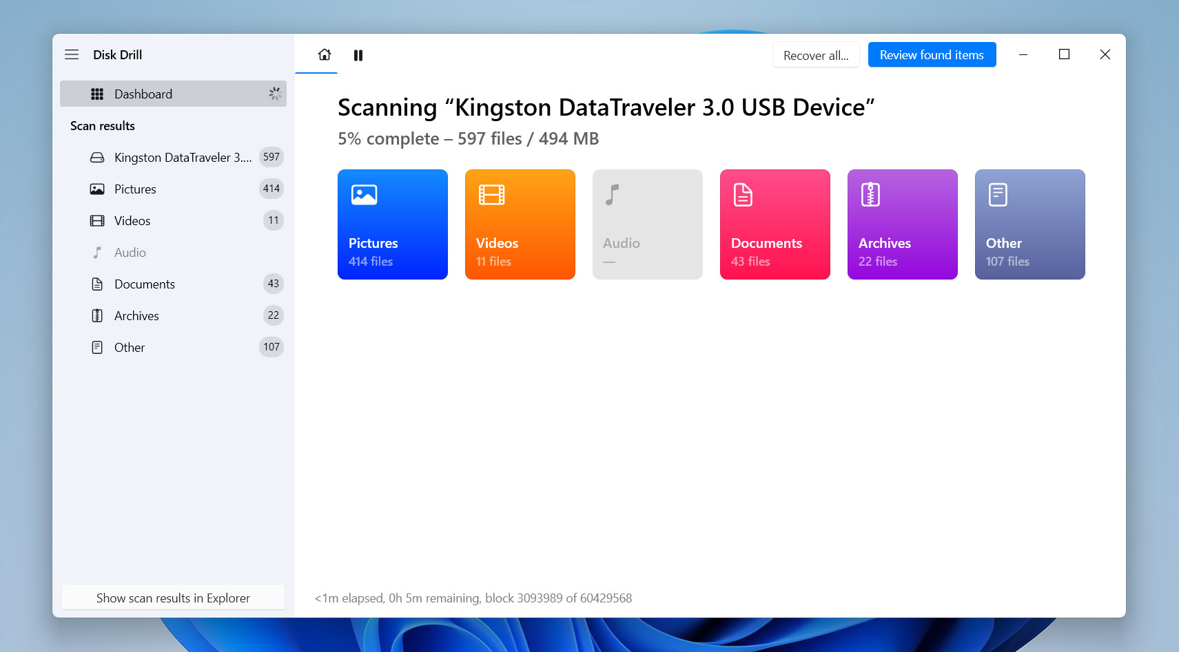 disk drill start scan raw drive