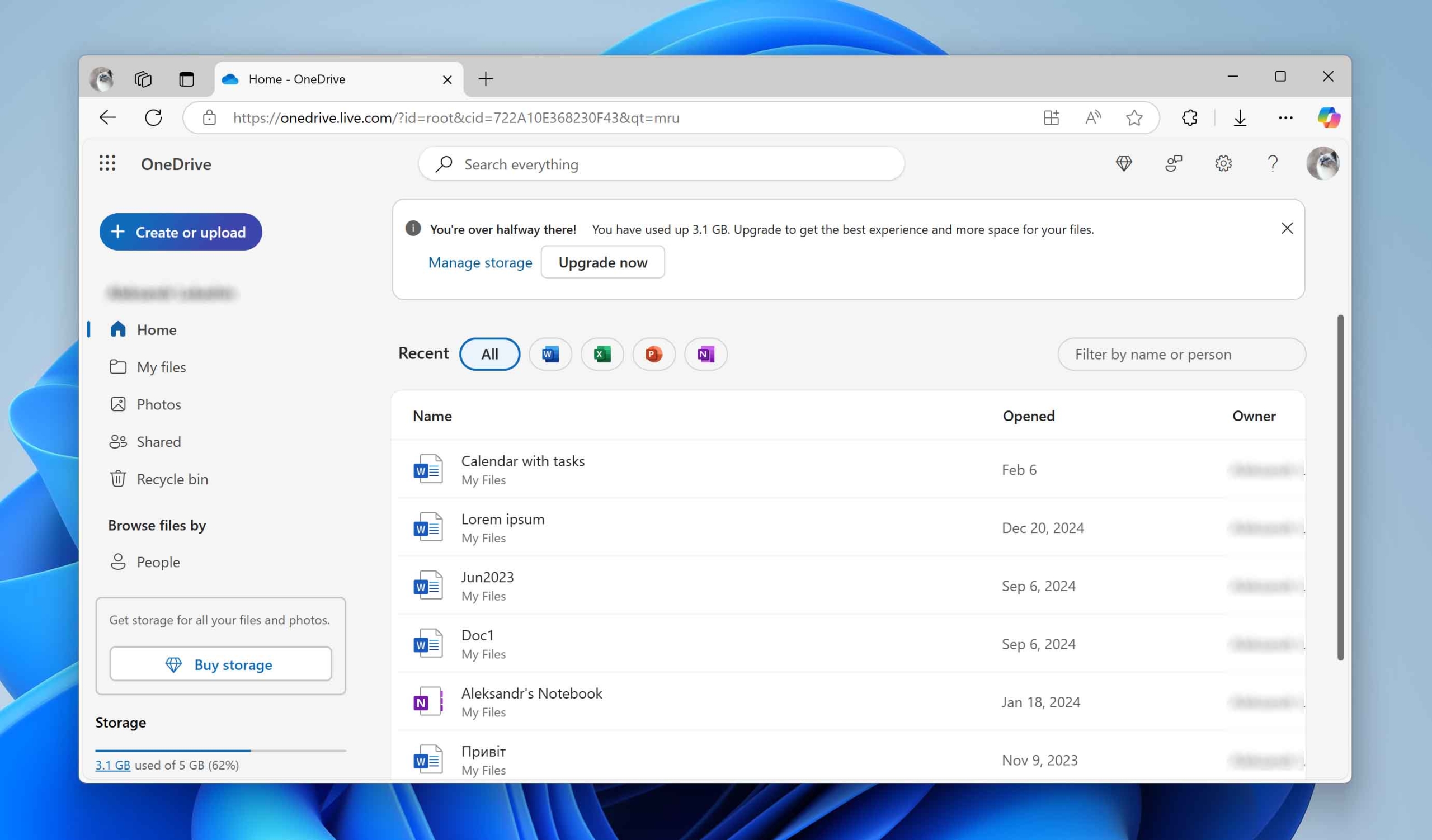 open onedrive website