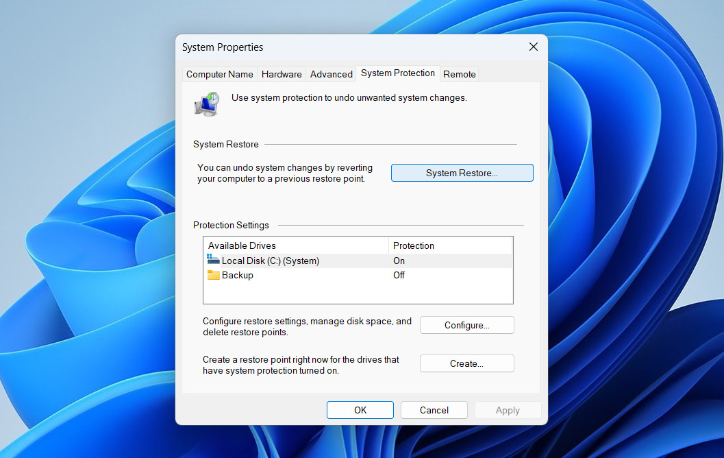 open system restore