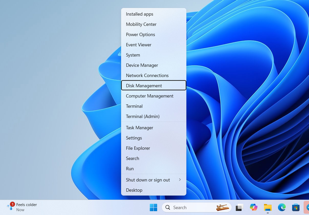 run disk management