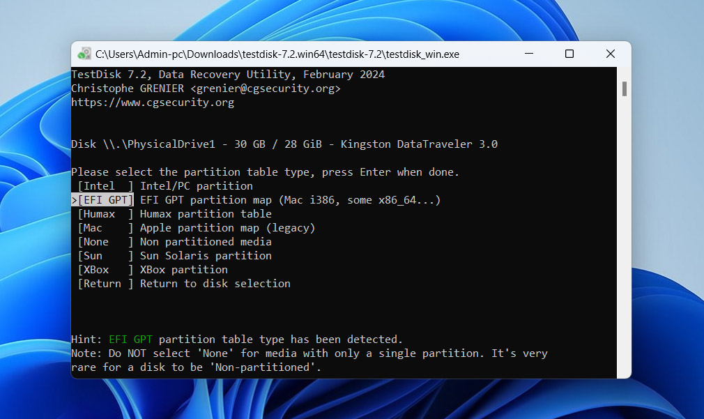 choose partition scheme on your drive