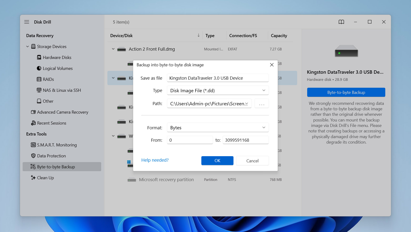 configure backup settings
