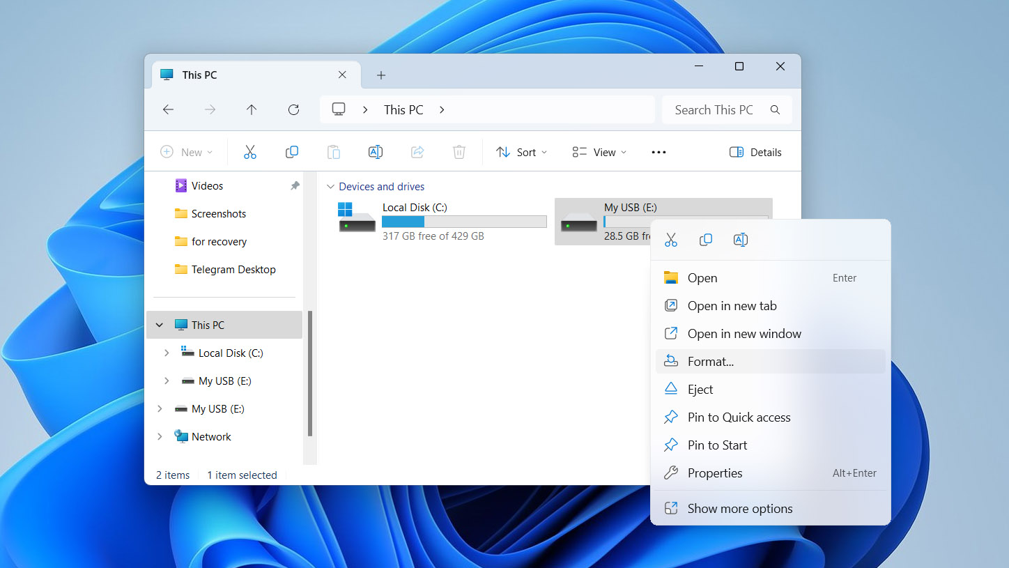click format in file explorer