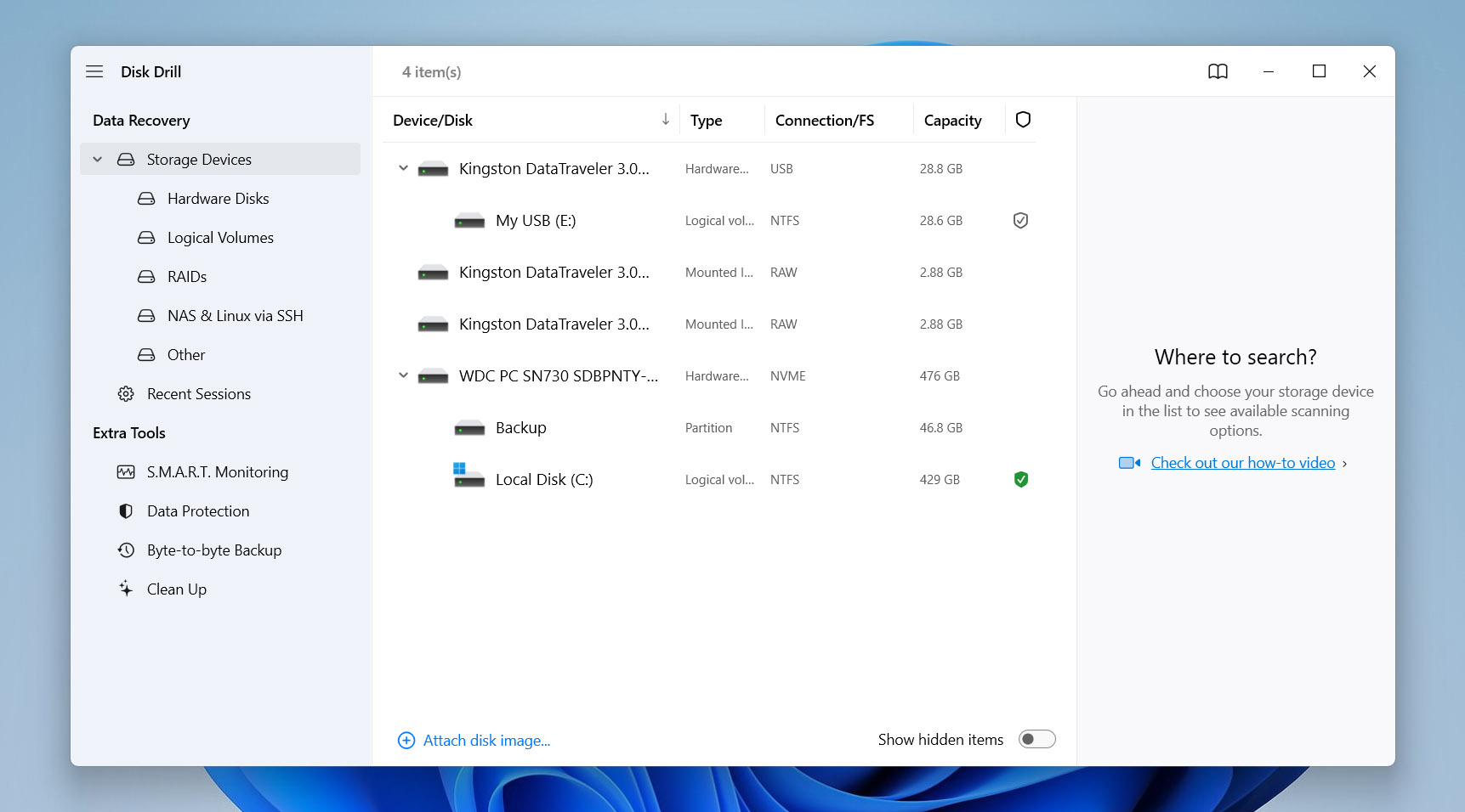 open data recovery option