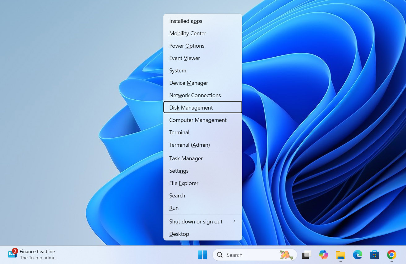 open disk management