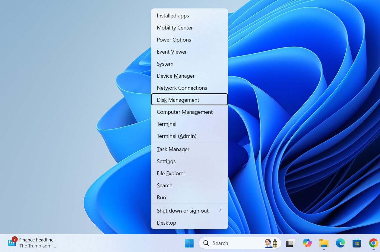 open disk management