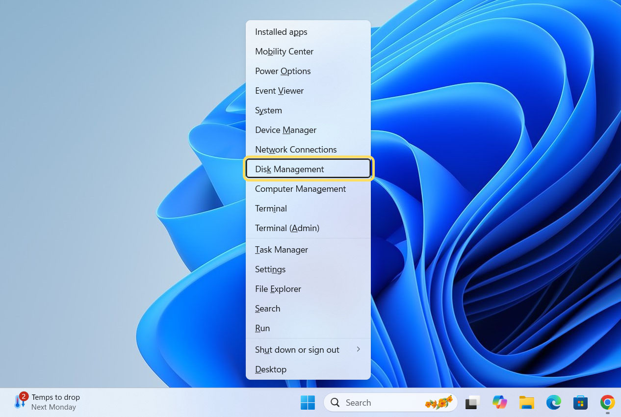 open disk management