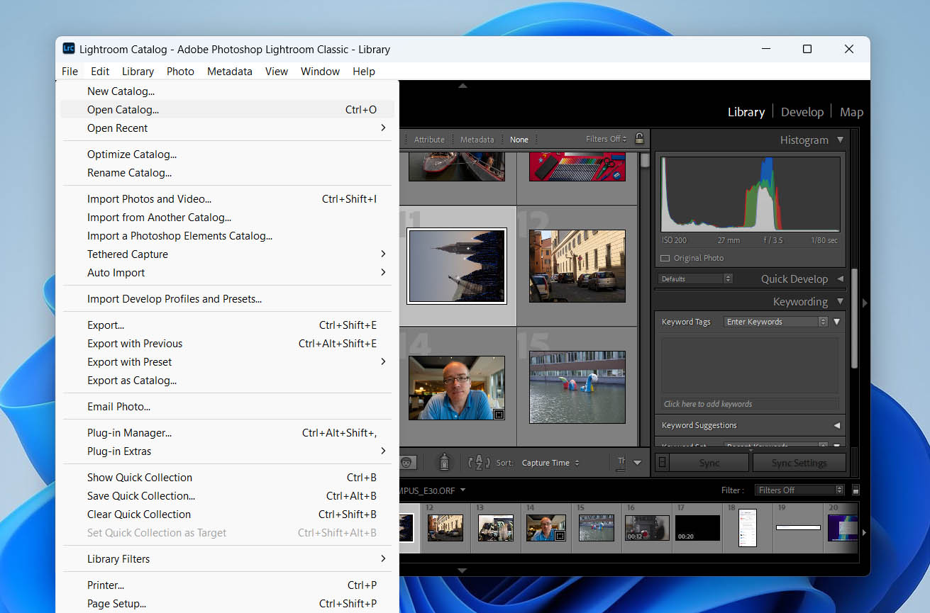 open catalog in lightroom