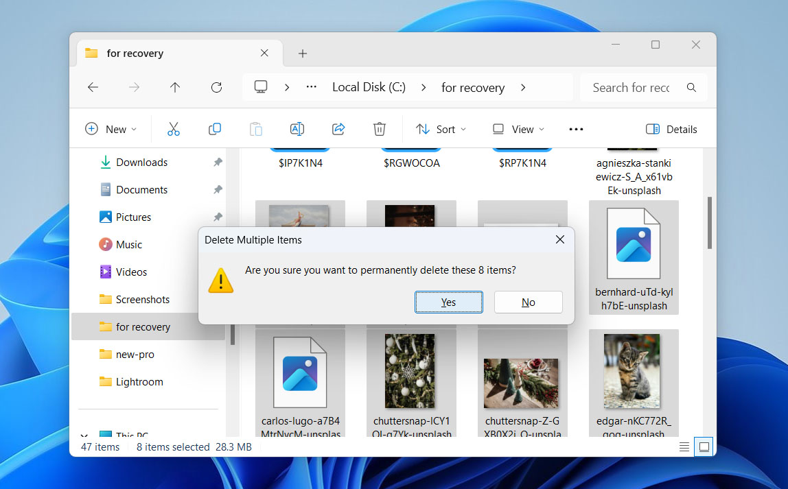 shift+delete confirmation